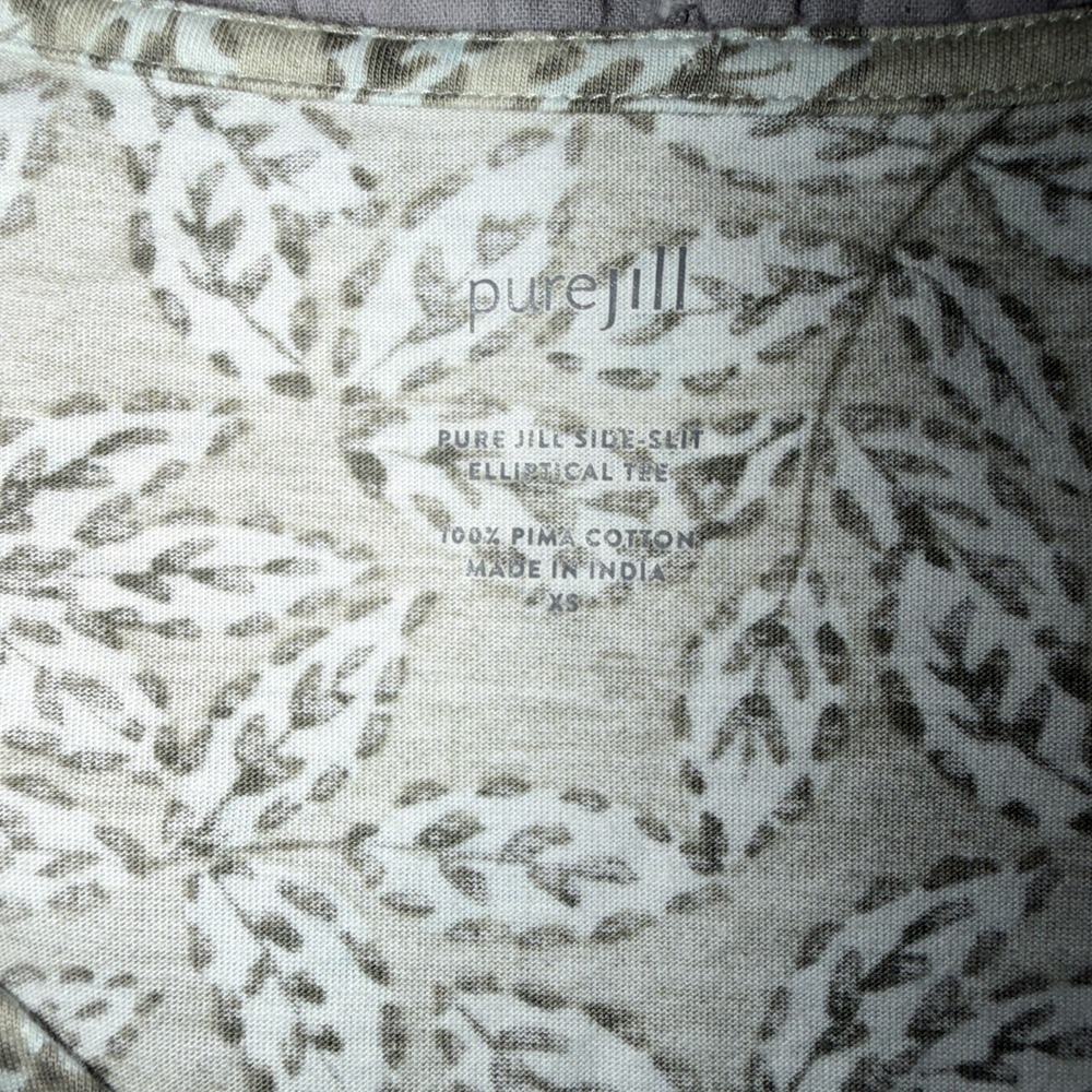 5/25 J. Jill Pure Jill Scoop Neck Elliptical Tee Size XS High Low Side Slits - Picture 4 of 6